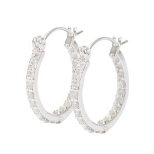 Crystal Haze Mini Serena Hoops - Silver with cubic zirconia new with pouch